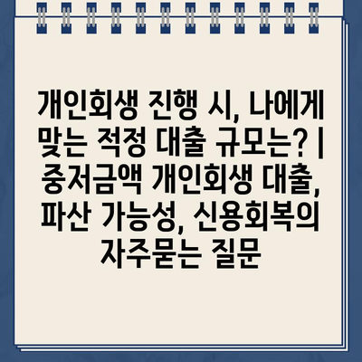 개인회생 진행 시, 나에게 맞는 적정 대출 규모는? | 중저금액 개인회생 대출, 파산 가능성, 신용회복