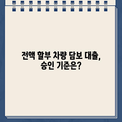 전액 할부 차량 담보대출 심사 기준 완벽 분석| 승인 확률 높이는 핵심 전략 | 자동차 대출, 신용등급, 서류 준비