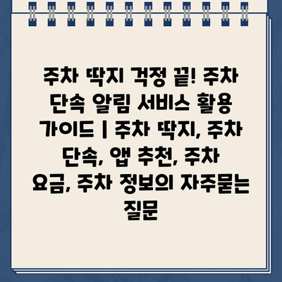 주차 딱지 걱정 끝! 주차 단속 알림 서비스 활용 가이드 | 주차 딱지, 주차 단속, 앱 추천, 주차 요금, 주차 정보