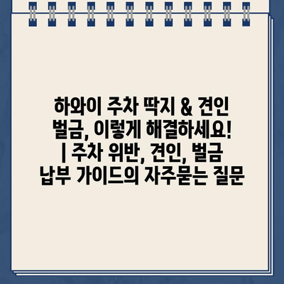 하와이 주차 딱지 & 견인 벌금, 이렇게 해결하세요! | 주차 위반, 견인, 벌금 납부 가이드