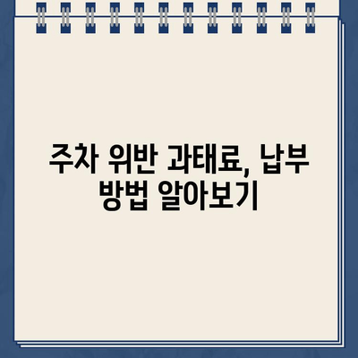 주차 위반 딱지, 이렇게 처리하세요! | 주차 위반, 딱지 떼는 방법, 과태료 납부, 이의 신청, 주차 단속