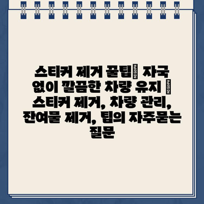 스티커 제거 꿀팁| 자국 없이 깔끔한 차량 유지 | 스티커 제거, 차량 관리, 잔여물 제거, 팁