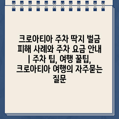 크로아티아 주차 딱지 벌금 피해 사례와 주차 요금 안내 | 주차 팁, 여행 꿀팁, 크로아티아 여행