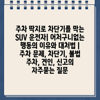 주차 딱지로 차단기를 막는 SUV 운전자| 어처구니없는 행동의 이유와 대처법 | 주차 문제, 차단기, 불법 주차, 견인, 신고