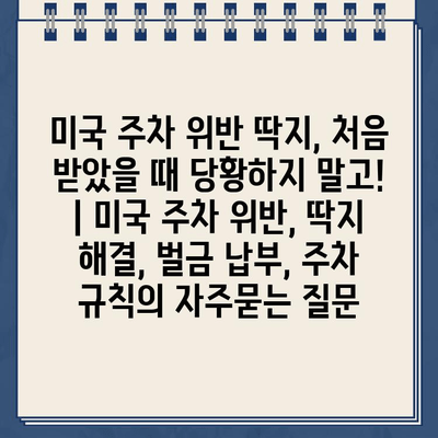 미국 주차 위반 딱지, 처음 받았을 때 당황하지 말고! | 미국 주차 위반, 딱지 해결, 벌금 납부, 주차 규칙