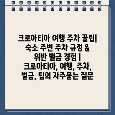 크로아티아 여행 주차 꿀팁| 숙소 주변 주차 규정 & 위반 벌금 경험 | 크로아티아, 여행, 주차, 벌금, 팁