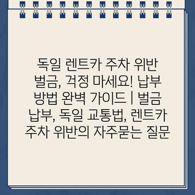 독일 렌트카 주차 위반 벌금, 걱정 마세요! 납부 방법 완벽 가이드 | 벌금 납부, 독일 교통법, 렌트카 주차 위반