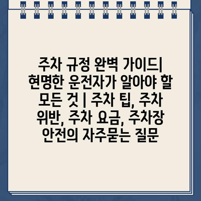 주차 규정 완벽 가이드| 현명한 운전자가 알아야 할 모든 것 | 주차 팁, 주차 위반, 주차 요금, 주차장 안전