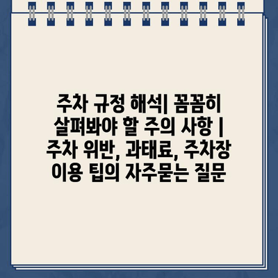 주차 규정 해석| 꼼꼼히 살펴봐야 할 주의 사항 | 주차 위반, 과태료, 주차장 이용 팁