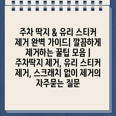 주차 딱지 & 유리 스티커 제거 완벽 가이드| 깔끔하게 제거하는 꿀팁 모음 | 주차딱지 제거, 유리 스티커 제거, 스크래치 없이 제거