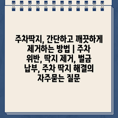 주차딱지, 간단하고 깨끗하게 제거하는 방법 | 주차 위반, 딱지 제거, 벌금 납부, 주차 딱지 해결