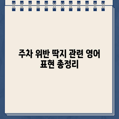 과속 주차 위반 딱지| 영어로 어떻게 말할까요? | 영어 표현, 주차 위반, 딱지