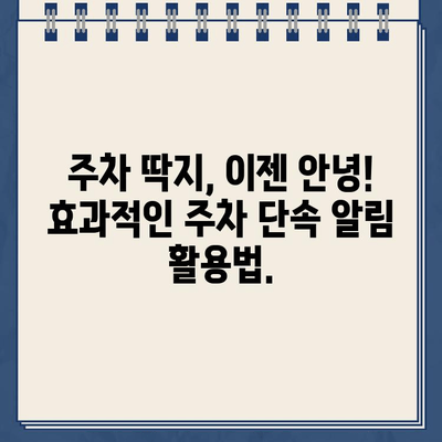 주차 딱지 걱정 끝! 주차 단속 알림 서비스 활용 가이드 | 주차 알림, 딱지 방지, 주차 관리