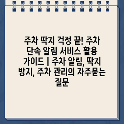 주차 딱지 걱정 끝! 주차 단속 알림 서비스 활용 가이드 | 주차 알림, 딱지 방지, 주차 관리