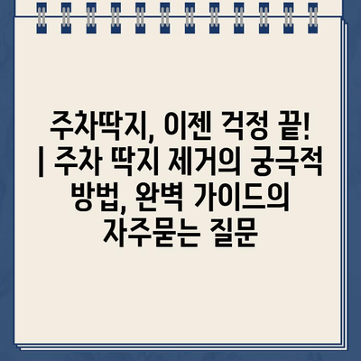 주차딱지, 이젠 걱정 끝! | 주차 딱지 제거의 궁극적 방법, 완벽 가이드