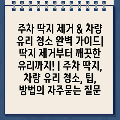 주차 딱지 제거 & 차량 유리 청소 완벽 가이드| 딱지 제거부터 깨끗한 유리까지! | 주차 딱지, 차량 유리 청소, 팁, 방법