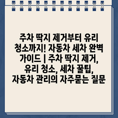 주차 딱지 제거부터 유리 청소까지! 자동차 세차 완벽 가이드 | 주차 딱지 제거, 유리 청소, 세차 꿀팁, 자동차 관리