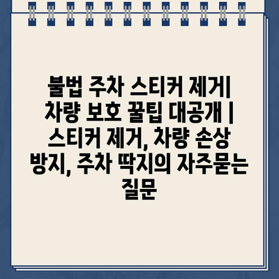 불법 주차 스티커 제거| 차량 보호 꿀팁 대공개 | 스티커 제거, 차량 손상 방지, 주차 딱지