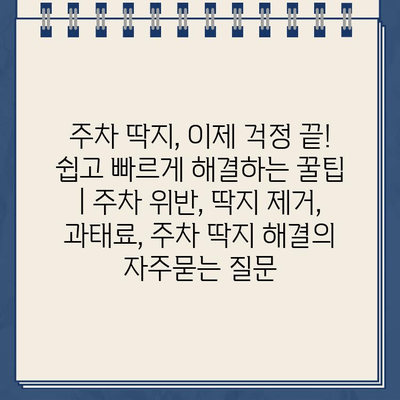 주차 딱지, 이제 걱정 끝! 쉽고 빠르게 해결하는 꿀팁 | 주차 위반, 딱지 제거, 과태료, 주차 딱지 해결