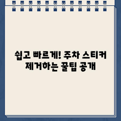 주차 스티커 떼는 꿀팁! 끈적임 없이 말끔하게 제거하기 | 주차 위반, 스티커 제거, 잔여물 제거