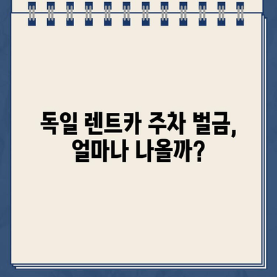 유럽 독일 여행 중 렌트카 주차 위반 벌금, 이렇게 해결하세요! | 벌금 납부 방법, 주의 사항, 팁