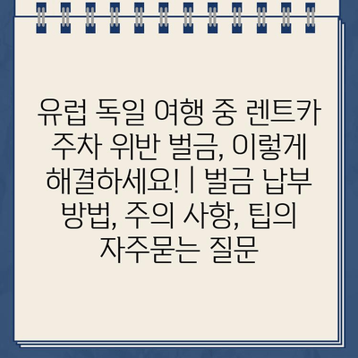 유럽 독일 여행 중 렌트카 주차 위반 벌금, 이렇게 해결하세요! | 벌금 납부 방법, 주의 사항, 팁