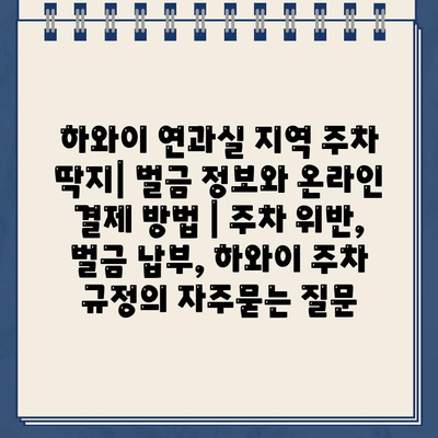 하와이 연과실 지역 주차 딱지| 벌금 정보와 온라인 결제 방법 | 주차 위반, 벌금 납부, 하와이 주차 규정