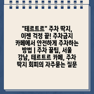 "테르트르" 주차 딱지, 이젠 걱정 끝! 주차금지 카페에서 안전하게 주차하는 방법 | 주차 꿀팁, 서울 강남, 테르트르 카페, 주차 딱지 회피