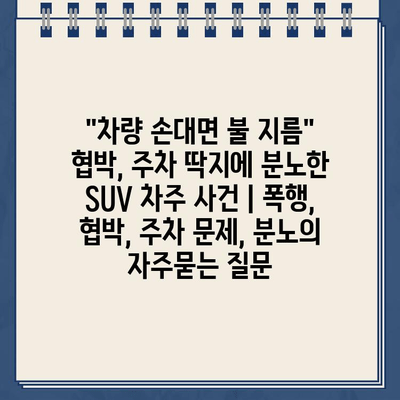 "차량 손대면 불 지름" 협박, 주차 딱지에 분노한 SUV 차주 사건 | 폭행, 협박, 주차 문제, 분노