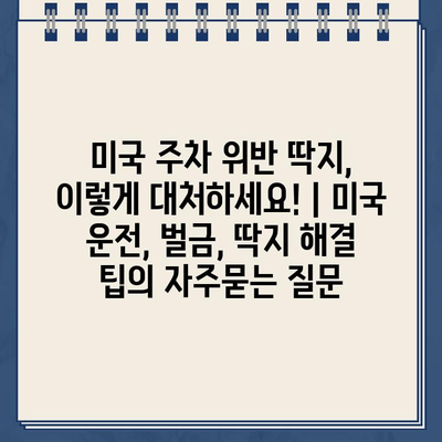 미국 주차 위반 딱지, 이렇게 대처하세요! | 미국 운전, 벌금, 딱지 해결 팁