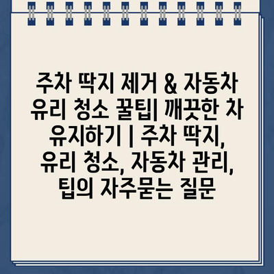 주차 딱지 제거 & 자동차 유리 청소 꿀팁| 깨끗한 차 유지하기 | 주차 딱지, 유리 청소, 자동차 관리, 팁