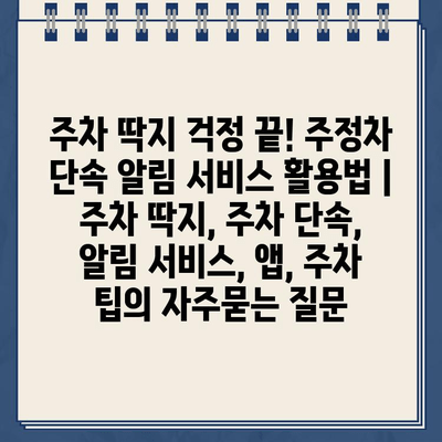 주차 딱지 걱정 끝! 주정차 단속 알림 서비스 활용법 | 주차 딱지, 주차 단속, 알림 서비스, 앱, 주차 팁