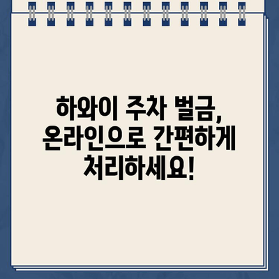 하와이 주차 위반 벌금, 한국에서 간편하게 해결하세요! | 해외 주차 벌금, 해외 교통 위반, 벌금 납부 방법