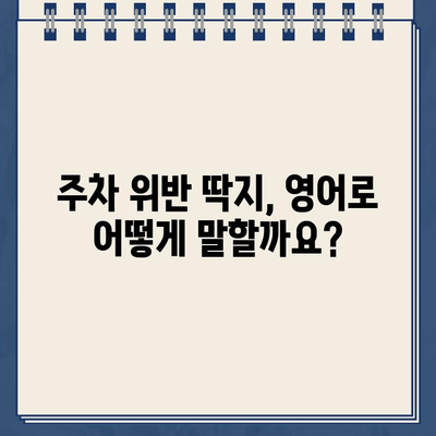 주차 위반 딱지 & 과속 딱지 영어로 설명하기| 미국, 영국, 호주 용어 비교 | 주차, 과속, 딱지, 영어, 용어, 비교