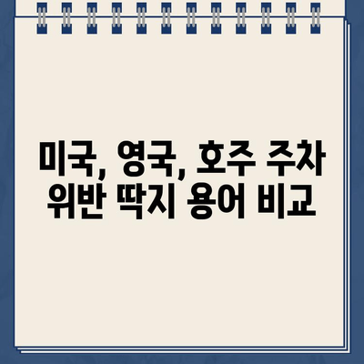 주차 위반 딱지 & 과속 딱지 영어로 설명하기| 미국, 영국, 호주 용어 비교 | 주차, 과속, 딱지, 영어, 용어, 비교