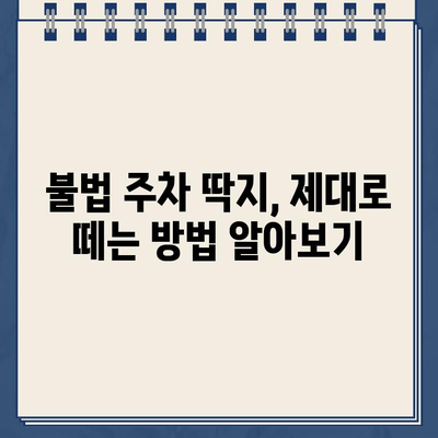 불법 주차 스티커 제거 완벽 가이드| 딱지 떼는 방법 & 주의 사항 | 주차 위반, 과태료, 벌금, 스티커 제거, 주차 단속