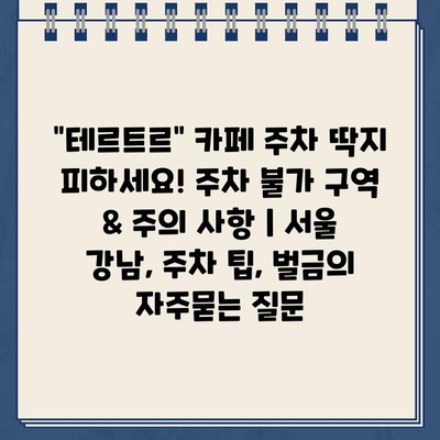 "테르트르" 카페 주차 딱지 피하세요! 주차 불가 구역 & 주의 사항 | 서울 강남, 주차 팁, 벌금