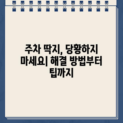 주차 딱지로 인한 퍼즐 같은 하루| 이제 어떻게 해야 할까요? | 주차 딱지, 벌금, 해결 방안, 팁