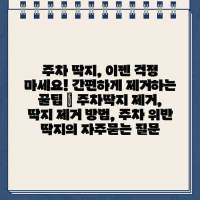 주차 딱지, 이젠 걱정 마세요! 간편하게 제거하는 꿀팁 | 주차딱지 제거, 딱지 제거 방법, 주차 위반 딱지