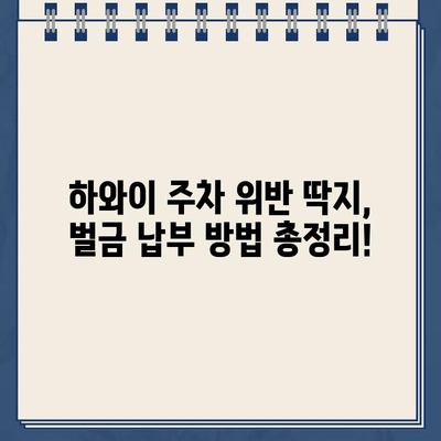 하와이 주차 위반 딱지, 이렇게 해결하세요! | 견인 위험, 온라인 납부, 상세 가이드