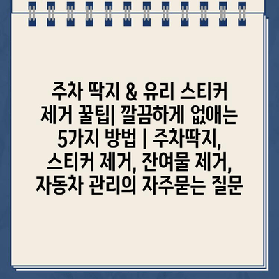 주차 딱지 & 유리 스티커 제거 꿀팁| 깔끔하게 없애는 5가지 방법 | 주차딱지, 스티커 제거, 잔여물 제거, 자동차 관리