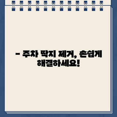 주차 딱지, 이젠 걱정 끝! | 주차 딱지 제거 효과| 손쉽게 문제 해결하기