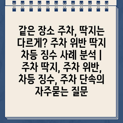 같은 장소 주차, 딱지는 다르게? 주차 위반 딱지 차등 징수 사례 분석 | 주차 딱지, 주차 위반, 차등 징수, 주차 단속