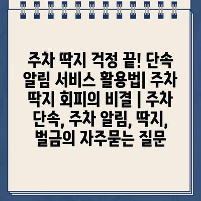 주차 딱지 걱정 끝! 단속 알림 서비스 활용법| 주차 딱지 회피의 비결 | 주차 단속, 주차 알림, 딱지, 벌금