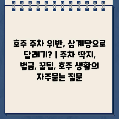 호주 주차 위반, 삼계탕으로 달래기? | 주차 딱지, 벌금, 꿀팁, 호주 생활