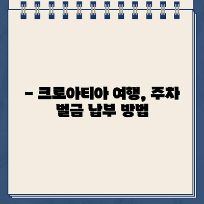 자다르 숙소 주차 딱지 벌금 후기| 내가 겪은 실수와 해결 방법 | 크로아티아 여행, 주차 팁, 벌금 납부