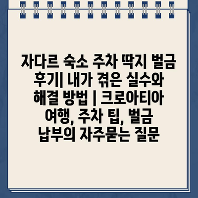 자다르 숙소 주차 딱지 벌금 후기| 내가 겪은 실수와 해결 방법 | 크로아티아 여행, 주차 팁, 벌금 납부