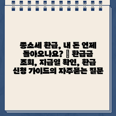 종소세 환급, 내 돈 언제 돌아오나요? | 환급금 조회, 지급일 확인, 환급 신청 가이드