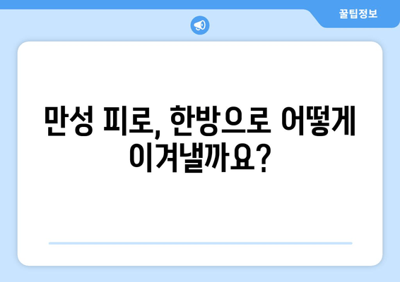 만성 피로, 한방으로 이겨내는 5가지 방법 | 피로 해소, 체력 회복, 한방 치료, 건강 관리