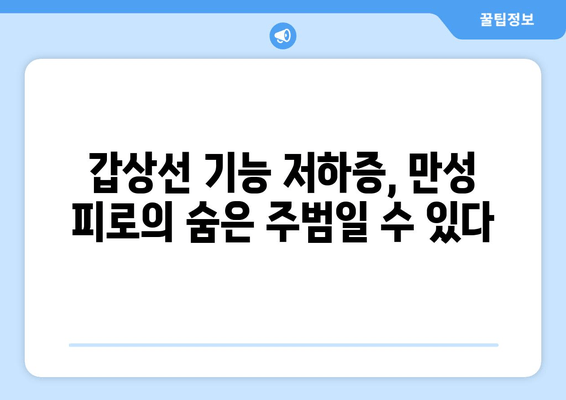 만성피로의 원인, 갑상선기능저하증일 수 있다면? | 갑상선, 피로, 건강, 증상, 진단, 치료